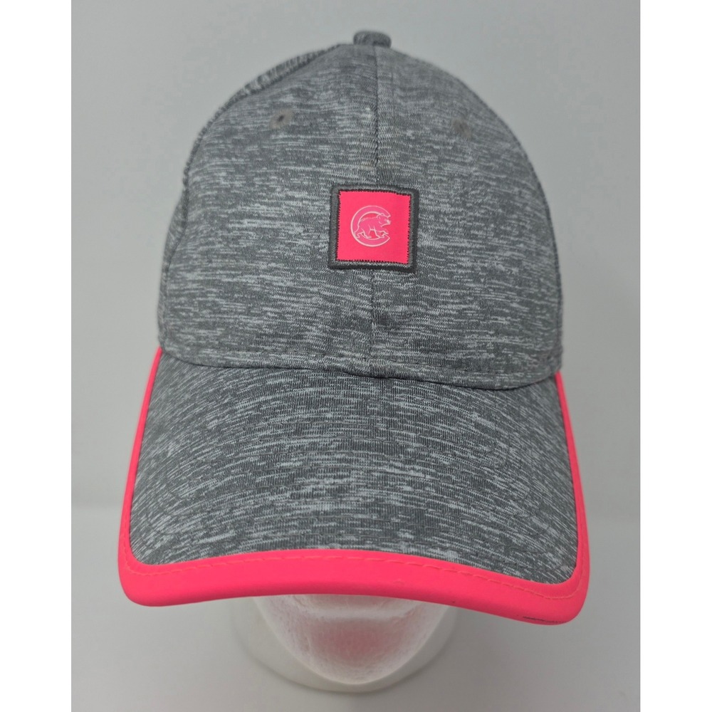 New Era Chicago Cubs Hat Womens Hesthered Grey Pink 9TWENTY MLB Strapback Cap
